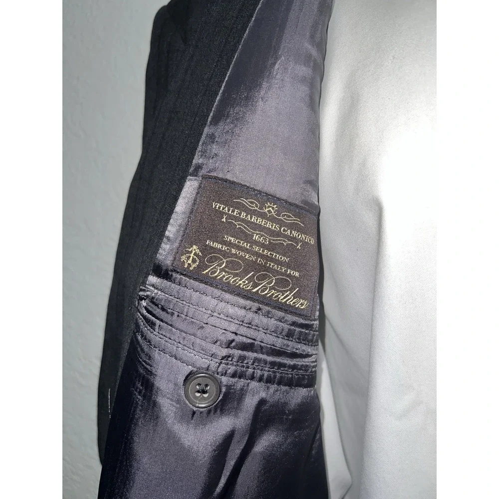 Brooks Brothers 1818 Regent Blazer Vitale Barberis Cashmere Windowpane 46R Blue